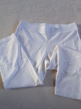 purejill ♡ affinity french terry slim crop white pants medium summer j.jill